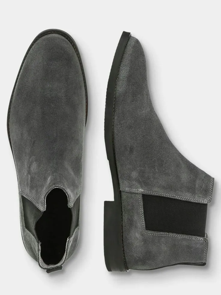 Grey Suede Chelsea Boot